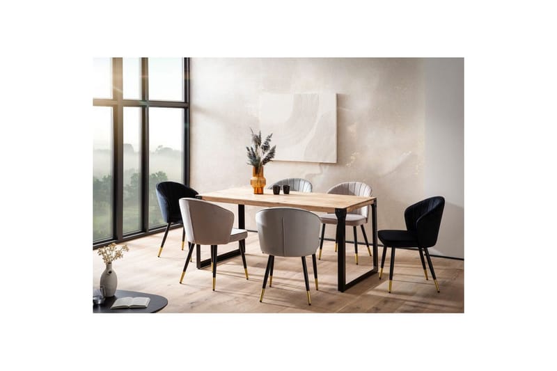 Spisebord Wohnling massivt tre rette metallben, industriell loftstil 180x90 cm - 180x90 cm - Møbler - Bord - Spisegruppe