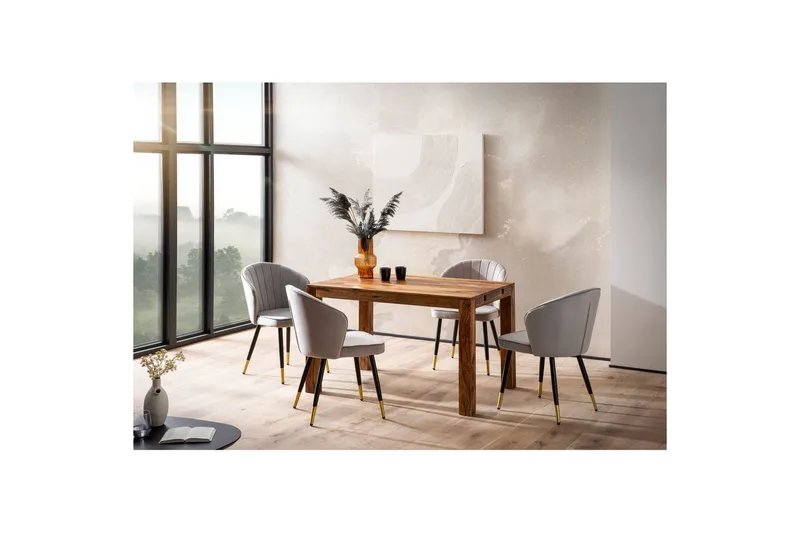 Spisebord Wohnling Massivt tre uttrekkbart 120-200 cm landlig stil - Møbler - Bord - Spisebord & kjøkkenbord