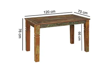 Spisebord Wohnling Massivt treverk landlig hus stil Resirkulert mangotre, 120x70 cm - Resirkulert mangotre, 120x70 cm - Møbler - Bord - Spisebord & kjøkkenbord