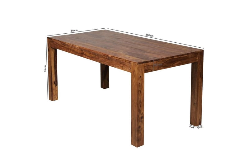 Spisebord Wohnling Massivt treverk landlig hus stil Rosentre, 160x80 cm - Rosentre, 160x80 cm - Møbler - Bord - Spisebord & kjøkkenbord