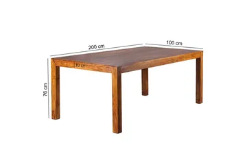 Spisebord Wohnling Massivt treverk landlig hus stil Rosentre, 200x100 cm - Rosentre, 200x100 cm - Møbler - Bord - Spisebord & kjøkkenbord