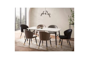 Spisebord Wohnling Moderne stil MDF med metallben med gulldetaljer Marmor, Hvit, 140x80 cm - Marmor, Hvit, 140x80 cm - Møbler - Bord - Spisegruppe