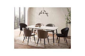Spisebord Wohnling Moderne stil MDF med metallben med gulldetaljer Marmor, Hvit, 180x90 cm - Marmor, Hvit, 180x90 cm - Møbler - Bord - Spisegruppe