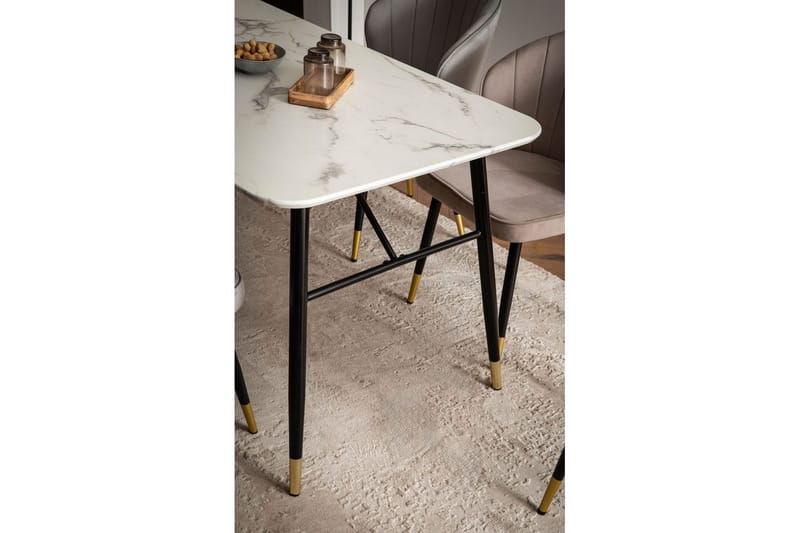 Spisebord Wohnling Moderne stil MDF med metallben med gulldetaljer Marmor, Hvit, 180x90 cm - Marmor, Hvit, 180x90 cm - Møbler - Bord - Spisegruppe