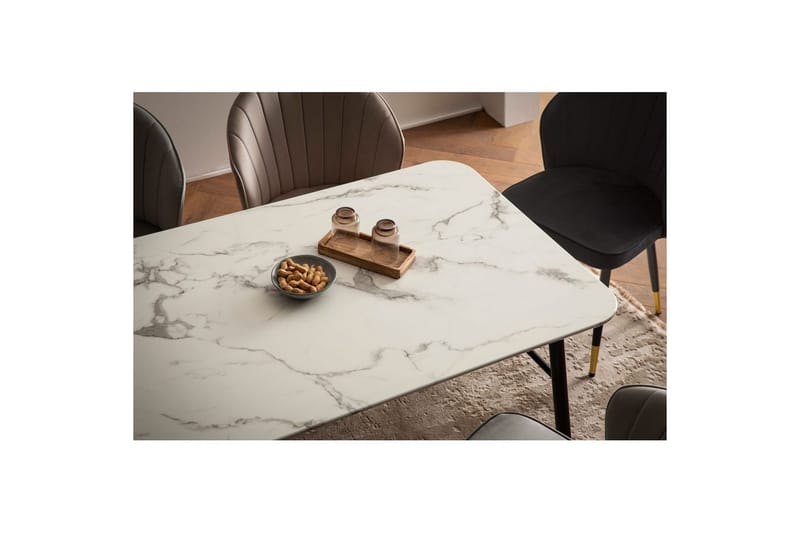 Spisebord Wohnling Moderne stil MDF med metallben med gulldetaljer Marmor, Hvit, 180x90 cm - Marmor, Hvit, 180x90 cm - Møbler - Bord - Spisegruppe
