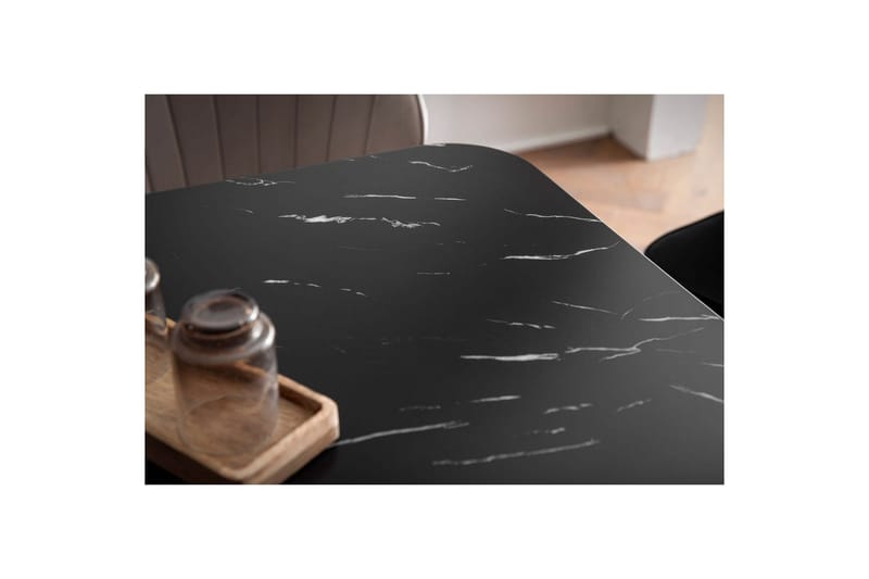 Spisebord Wohnling Moderne stil MDF med metallben med gulldetaljer Marmor, Svart, 140x80 cm - Marmor, Svart, 140x80 cm - Møbler - Bord - Spisegruppe