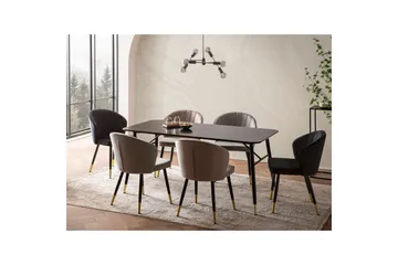 Spisebord Wohnling Moderne stil MDF med metallben med gulldetaljer Marmor, Svart, 140x80 cm - Marmor, Svart, 140x80 cm - Møbler - Bord - Spisegruppe