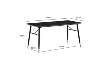 Spisebord Wohnling Moderne stil MDF med metallben med gulldetaljer Marmor, Svart, 200x90 cm - Marmor, Svart, 200x90 cm - Møbler - Bord - Spisegruppe
