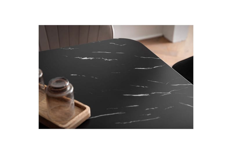 Spisebord Wohnling Moderne stil MDF med metallben med gulldetaljer Marmor, Svart, 200x90 cm - Marmor, Svart, 200x90 cm - Møbler - Bord - Spisegruppe