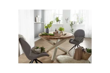 Spisebord Wohnling Rund 120 cm heltre landlig stil Akasie - Akasie - Møbler - Bord - Spisebord & kjøkkenbord