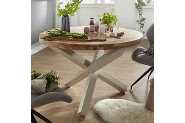 Spisebord Wohnling Rund 120 cm heltre landlig stil Akasie - Akasie - Møbler - Bord - Spisebord & kjøkkenbord