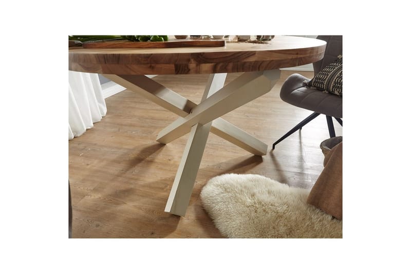 Spisebord Wohnling Rund 120 cm heltre landlig stil Akasie - Akasie - Møbler - Bord - Spisebord & kjøkkenbord