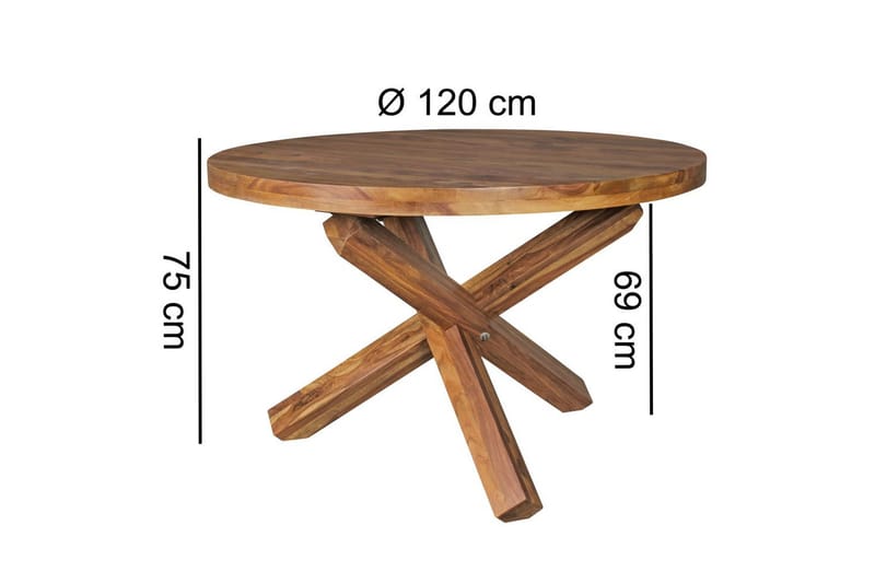 Spisebord Wohnling Rund 120 cm heltre landlig stil Rosentre - Rosentre - Møbler - Bord - Spisebord & kjøkkenbord