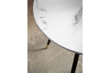 Spisebord Wohnling Rund 75 cm marmorlignende moderne med gulltippede ben Marmor, Hvit - Marmor, Hvit - Møbler - Bord - Spisebord & kjøkkenbord
