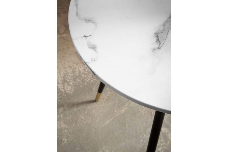 Spisebord Wohnling Rund 75 cm marmorlignende moderne med gulltippede ben Marmor, Hvit - Marmor, Hvit - Møbler - Bord - Spisebord & kjøkkenbord