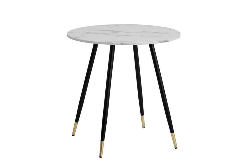 Spisebord Wohnling Rund 75 cm marmorlignende moderne med gulltippede ben Marmor, Hvit - Marmor, Hvit - Møbler - Bord - Spisegruppe