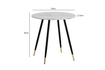 Spisebord Wohnling Rund 75 cm marmorlignende moderne med gulltippede ben Marmor, Hvit - Marmor, Hvit - Møbler - Bord - Spisegruppe