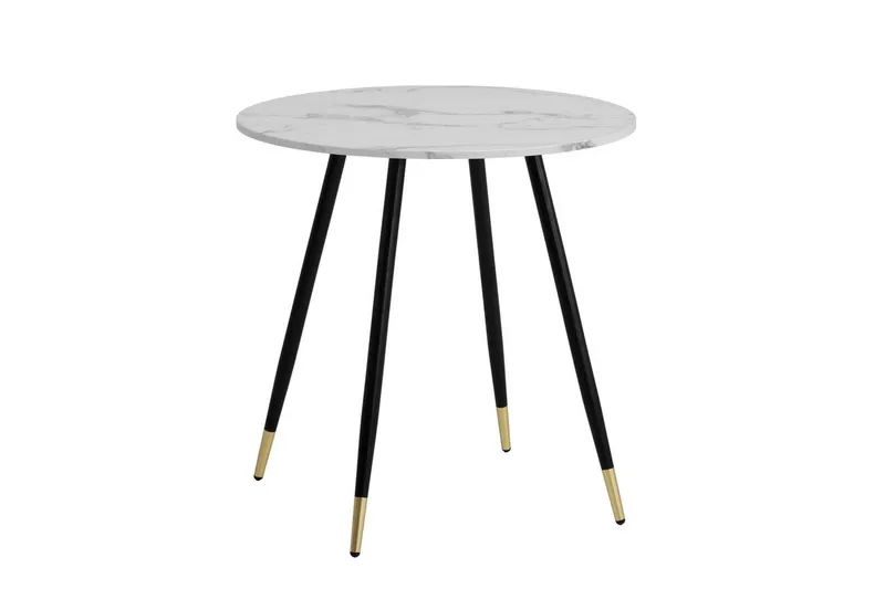 Spisebord Wohnling Rund 75 cm marmorlignende moderne med gulltippede ben Marmor, Hvit, Marmor, Hvit
