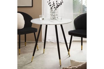 Spisebord Wohnling Rund 75 cm marmorlignende moderne med gulltippede ben Marmor, Hvit - Møbler - Bord - Marmorbord