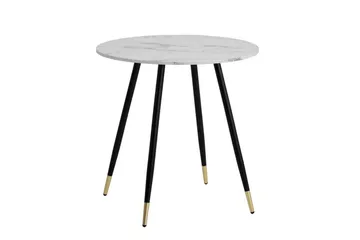 Spisebord Wohnling Rund 75 cm marmorlignende moderne med gulltippede ben Marmor, Hvit - Møbler - Bord - Marmorbord