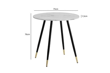 Spisebord Wohnling Rund 75 cm marmorlignende moderne med gulltippede ben Marmor, Hvit - Møbler - Bord - Marmorbord