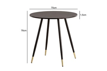 Spisebord Wohnling Rund 75 cm marmorlignende moderne med gulltippede ben Marmor, Svart - Marmor, Svart - Møbler - Bord - Spisebord & kjøkkenbord