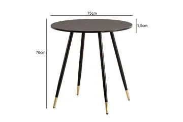 Spisebord Wohnling Rund 75 cm marmorlignende moderne med gulltippede ben Marmor, Svart - Marmor, Svart - Møbler - Bord - Spisebord & kjøkkenbord