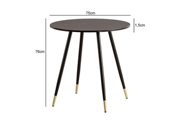 Spisebord Wohnling Rund 75 cm marmorlignende moderne med gulltippede ben Marmor, Svart - Marmor, Svart - Møbler - Bord - Spisegruppe