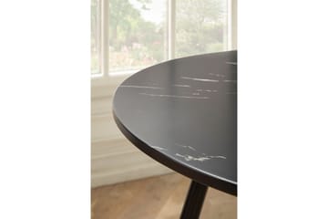 Spisebord Wohnling Rund 75 cm marmorlignende moderne med gulltippede ben Marmor, Svart - Marmor, Svart - Møbler - Bord - Spisegruppe