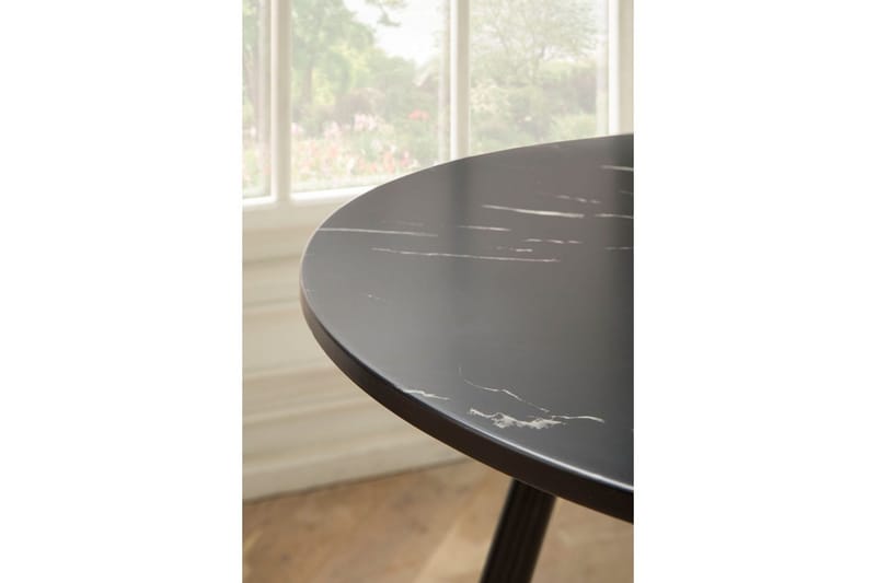 Spisebord Wohnling Rund 75 cm marmorlignende moderne med gulltippede ben Marmor, Svart - Marmor, Svart - Møbler - Bord - Spisegruppe