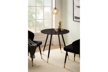 Spisebord Wohnling Rund 75 cm marmorlignende moderne med gulltippede ben Marmor, Svart - Marmor, Svart - Møbler - Bord - Spisebord & kjøkkenbord