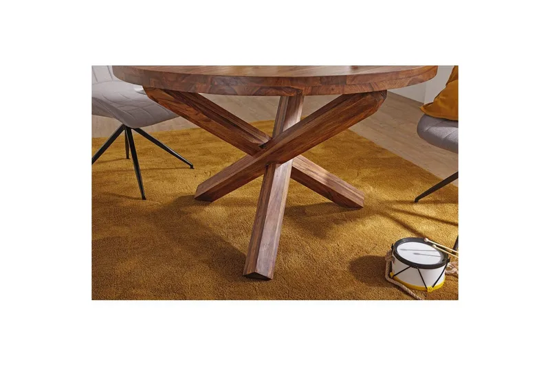 Spisebord Wohnling Rundt 120 cm massivt tre landlig stil Rosentre - Rosentre - Møbler - Bord - Spisebord & kjøkkenbord