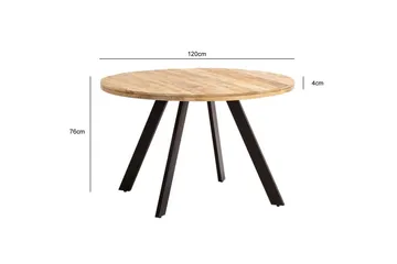 Spisebord Wohnling rundt massivt tre moderne landlig stil 120 cm - 120 cm - Møbler - Bord - Spisebord & kjøkkenbord