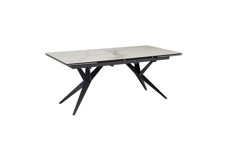 Spisebord Wohnling Uttrekkbar 180-260 cm Keramisk Fire Bein Metallramme Svart, marmor hvit - Svart, marmor hvit - Møbler - Bord - Spisebord & kjøkkenbord