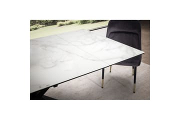 Spisebord Wohnling Uttrekkbar 180-260 cm Keramisk Fire Bein Metallramme Svart, marmor hvit - Svart, marmor hvit - Møbler - Bord - Spisebord & kjøkkenbord