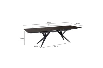 Spisebord Wohnling Uttrekkbar 180-260 cm Keramisk Fire Bein Metallramme Svart, marmor svart - Svart, marmor svart - Møbler - Bord - Spisebord & kjøkkenbord