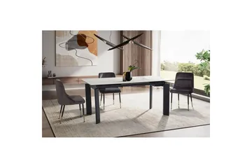 Spisebord Wohnling Uttrekkbar 180-260 cm Keramisk Klassisk Fire Bein Metallramme Svart, marmor hvit - Svart, marmor hvit - Møbler - Bord - Spisegruppe