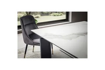 Spisebord Wohnling Uttrekkbar 180-260 cm Keramisk Klassisk Fire Bein Metallramme Svart, marmor hvit - Svart, marmor hvit - Møbler - Bord - Spisegruppe