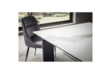 Spisebord Wohnling Uttrekkbar 180-260 cm Keramisk Klassisk Fire Bein Metallramme Svart, marmor hvit - Svart, marmor hvit - Møbler - Bord - Spisegruppe