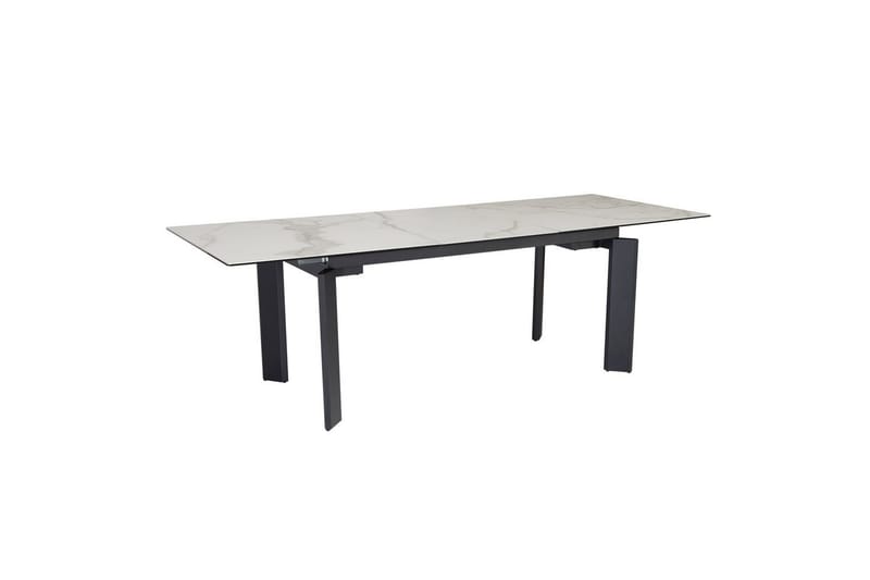 Spisebord Wohnling Uttrekkbar 180-260 cm Keramisk Klassisk Fire Bein Metallramme Svart, marmor hvit - Svart, marmor hvit - Møbler - Bord - Spisegruppe