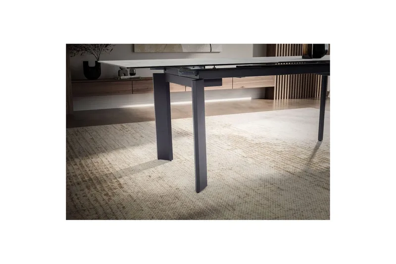 Spisebord Wohnling Uttrekkbar 180-260 cm Keramisk Klassisk Fire Bein Metallramme Svart, marmor hvit - Svart, marmor hvit - Møbler - Bord - Spisegruppe