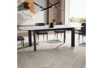 Spisebord Wohnling Uttrekkbar 180-260 cm Keramisk Klassisk Fire Bein Metallramme Svart, marmor hvit - Svart, marmor hvit - Møbler - Bord - Spisegruppe