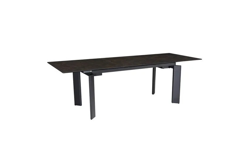 Spisebord Wohnling Uttrekkbar 180-260 cm Keramisk Klassisk Fire Bein Metallramme Svart, marmor svart, Svart, marmor svart