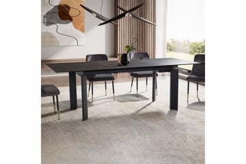 Spisebord Wohnling Uttrekkbar 180-260 cm Keramisk Klassisk Fire Bein Metallramme Svart, marmor svart - Svart, marmor svart - Møbler - Bord - Spisebord & kjøkkenbord