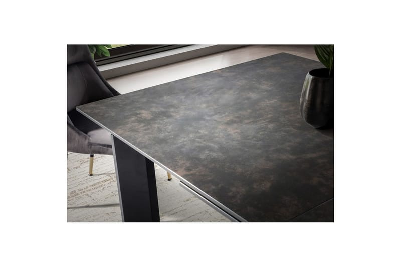 Spisebord Wohnling Uttrekkbar 180-260 cm Keramisk Klassisk Fire Bein Metallramme Svart, marmor svart - Svart, marmor svart - Møbler - Bord - Spisegruppe