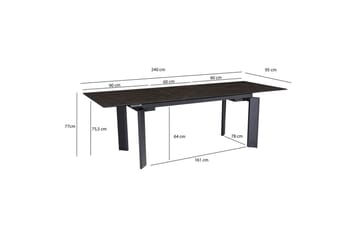 Spisebord Wohnling Uttrekkbar 180-260 cm Keramisk Klassisk Fire Bein Metallramme Svart, marmor svart - Svart, marmor svart - Møbler - Bord - Spisebord & kjøkkenbord