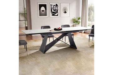 Spisebord Wohnling Uttrekkbar 180-260 cm Keramisk Moderne Z-ramme Design Svart, marmor hvit - Svart, marmor hvit - Møbler - Bord - Spisebord & kjøkkenbord