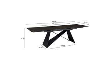 Spisebord Wohnling Uttrekkbar 180-260 cm Keramisk Moderne Z-ramme Design Svart, marmor svart - Svart, marmor svart - Møbler - Bord - Spisebord & kjøkkenbord