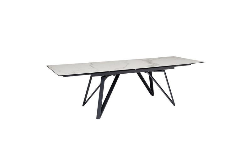 Spisebord Wohnling Uttrekkbar 180-260 cm Keramisk Skråstilte Metall Haarnål Bordben Svart, marmor hvit - Svart, marmor hvit - Møbler - Bord - Spisebord & kjøkkenbord