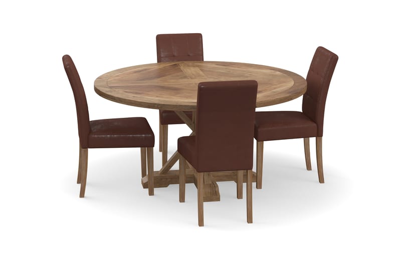 Spisebord Yorkshire 150 cm Rundt med 4 Spisestoler Omki - Spisegruppe